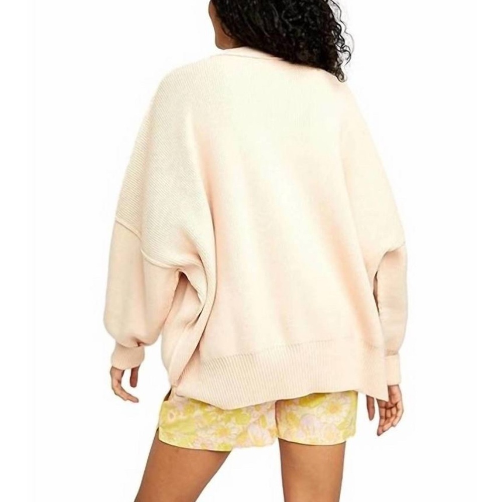 Free People Cream Oversized Peaches Tunic Sweater Slouchy Boho Pullover Size S - Picture 2 of 8
